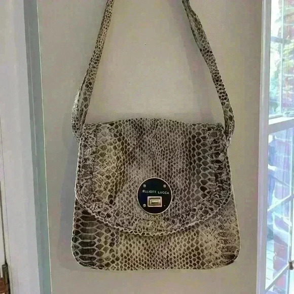 Elliott Lucca Leather Snakeskin Handbag - Picture 2 of 10